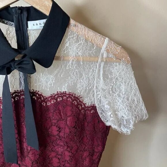 Sandro Paris Tri-Tone Lace Dress Size 1 US S - Picture 11 of 16